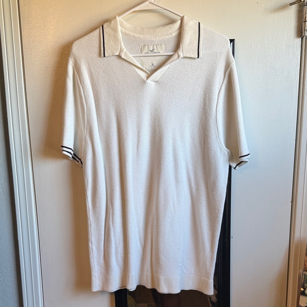 Hollister White Polo with Black Accents